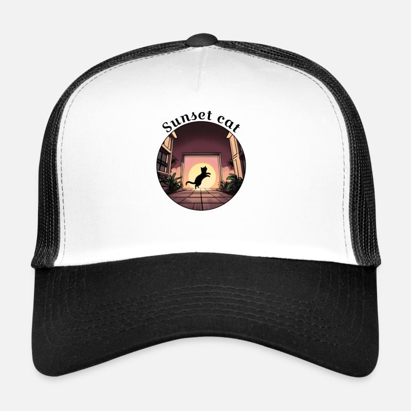 Coucher de soleil chat 1 Casquette trucker 