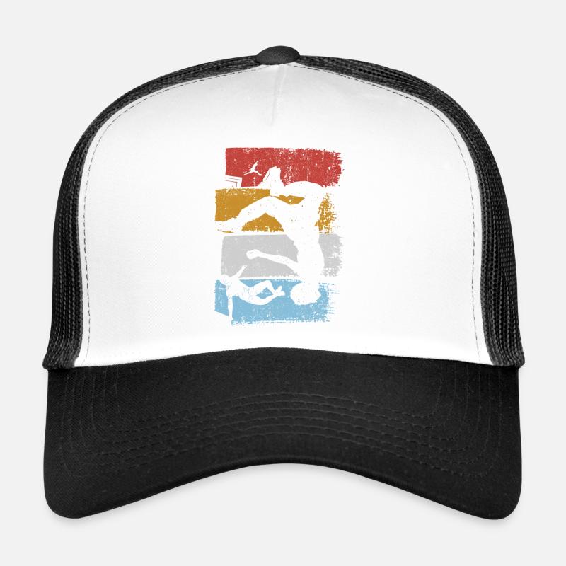 Silhouette du plongeur couchant de rayures - Casquette trucker  - blanc/noir