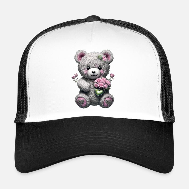 Teddybär mit Rosen Trucker Cap