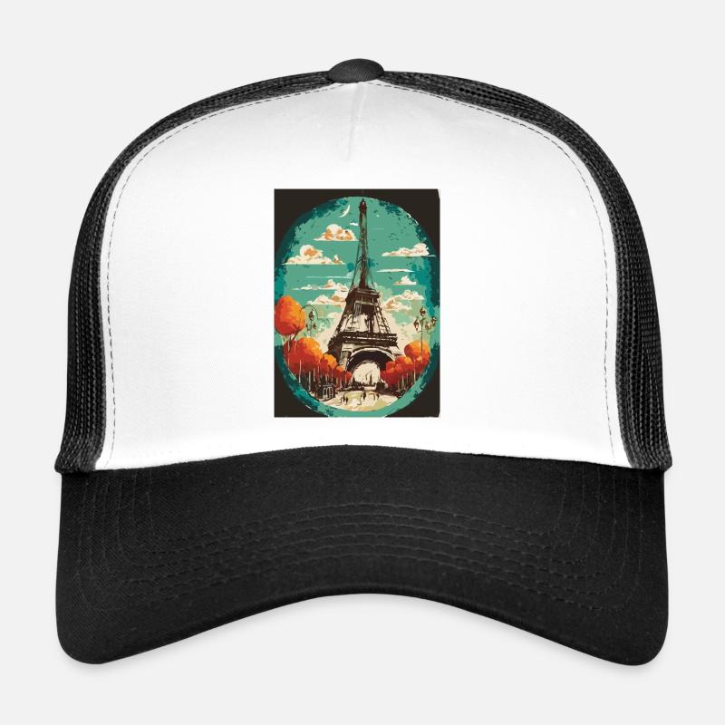 Tour Eiffel au centre Casquette trucker 