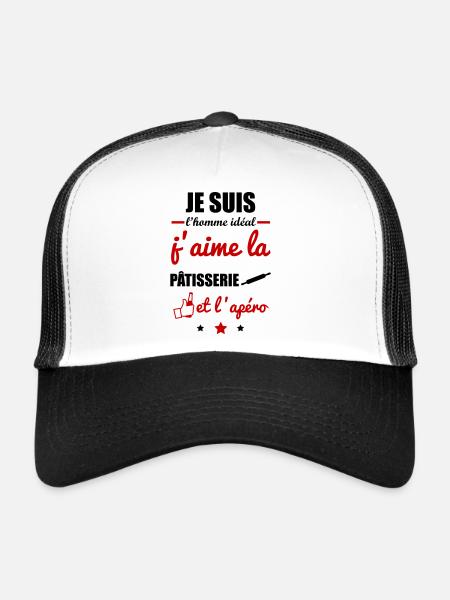 Homme idéal Pâtisserie, pâtissier, patissier - Casquette trucker  - blanc/noir - Devant
