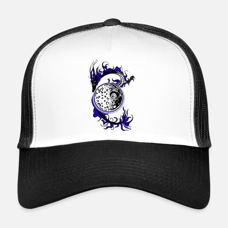 Drache mit Mond - Trucker Cap - Weiß/Schwarz