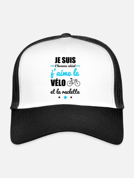 Homme idéal Vélo, cyclisme, cycliste, raclette - Casquette trucker  - blanc/noir - Devant