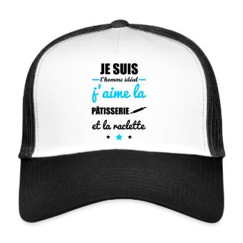 Homme idéal Pâtisserie, pâtissier, patissier - Casquette trucker  - blanc/noir - Devant