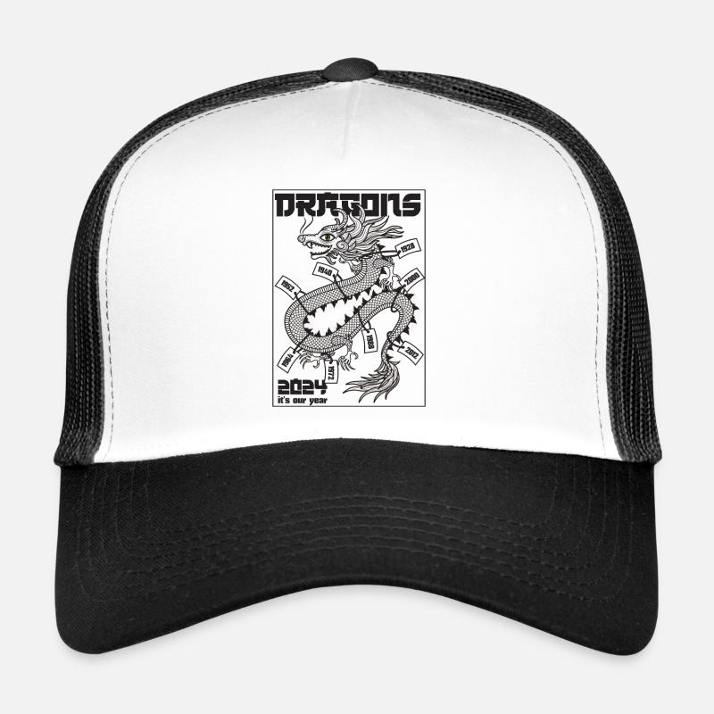 Année des Dragons - Casquette trucker  - blanc/noir