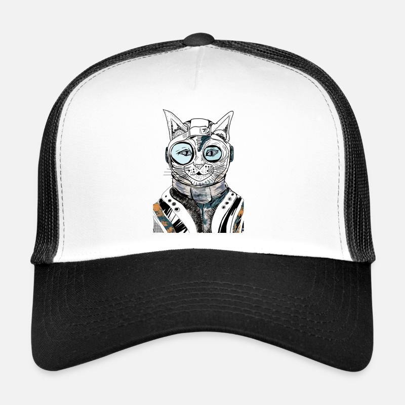 ASTRONAUTEN-KATZE - Trucker Cap - Weiß/Schwarz