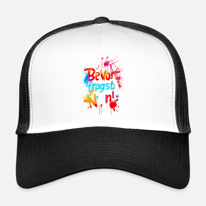 Bevor Du fragst: NEIN! - Trucker Cap - Weiß/Schwarz