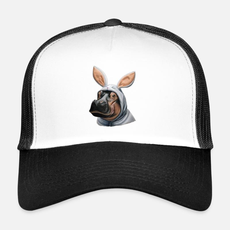 Nilpferd Bunny weiß - Trucker Cap - Weiß/Schwarz