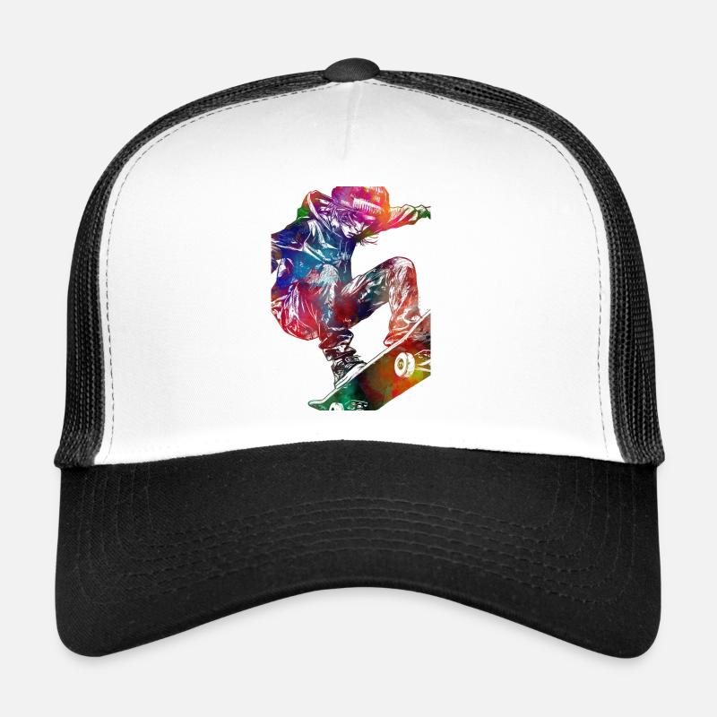 Skateboard #skate #skateboard #sport - Trucker Cap - Weiß/Schwarz
