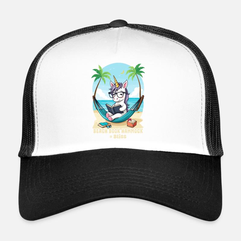 Einhorn mit Buch - Trucker Cap - Weiß/Schwarz