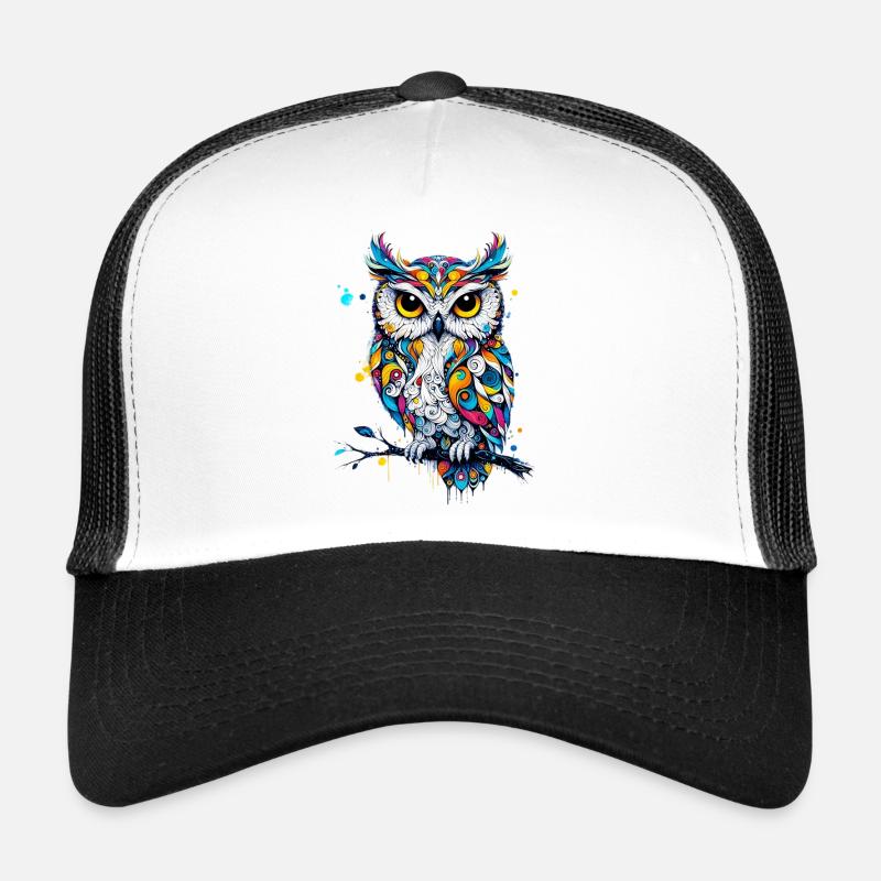 Eule - Trucker Cap - Weiß/Schwarz