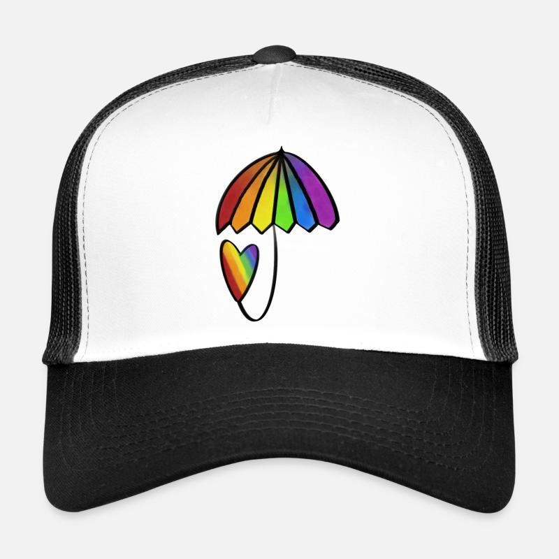 Rainbow Heart with Umbrella Trucker Cap
