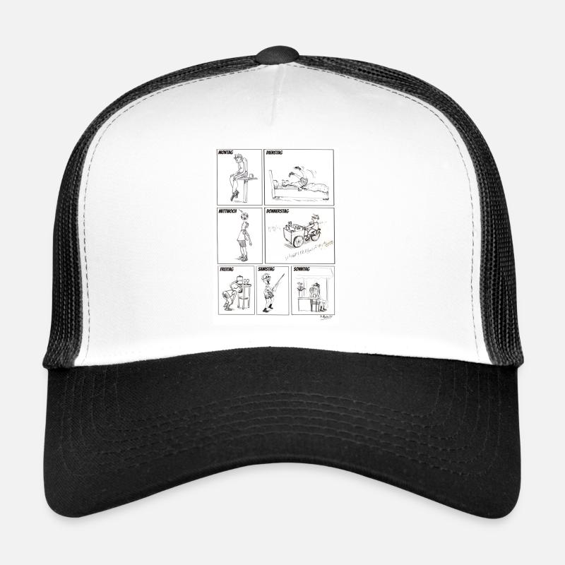 Woche im comic - Trucker Cap - Weiß/Schwarz