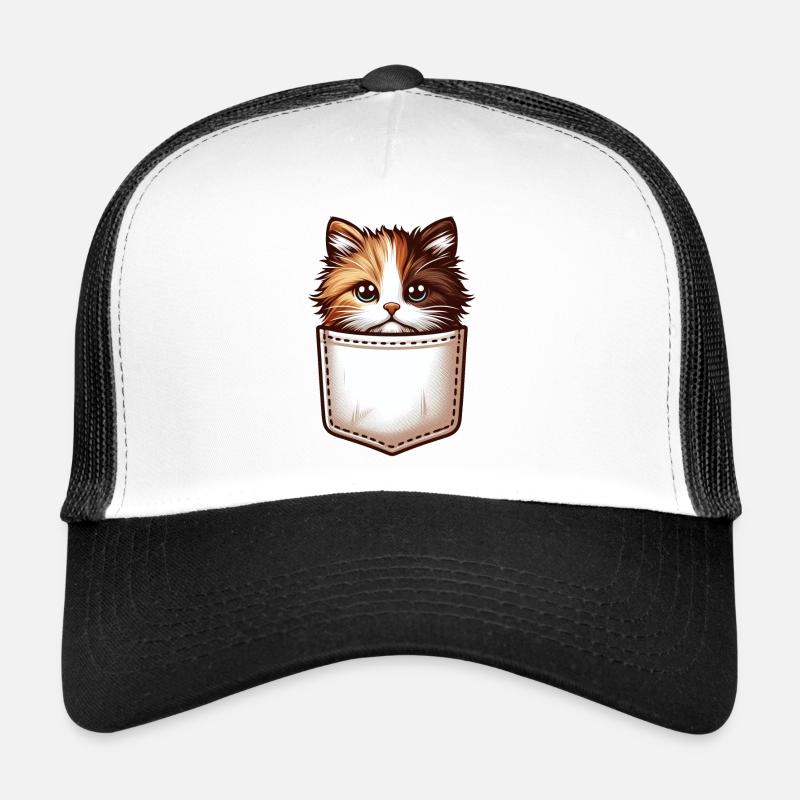 Pocket Whiskers: Cat Cuteness Everywhere! - Trucker Cap - white/black