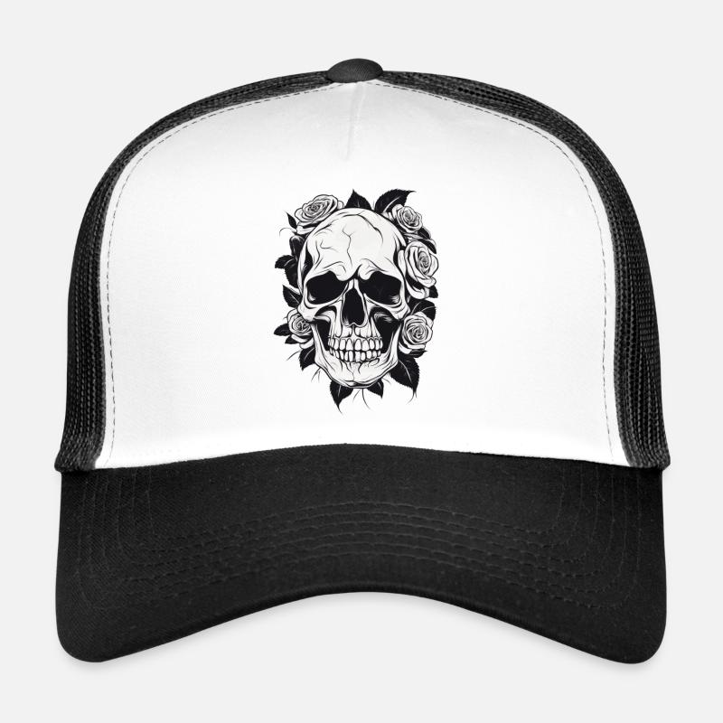 Skull Skull Roses Gothic Trucker Cap