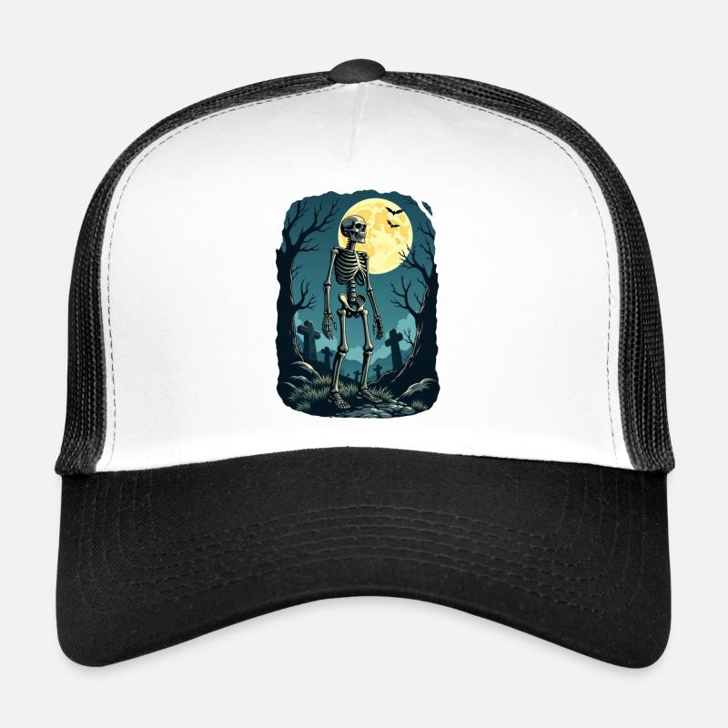 Skeleton in wood - Trucker Cap - white/black