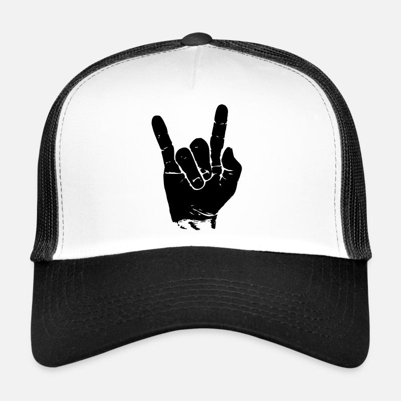 ROCK HAND \m/ - Trucker Cap - Weiß/Schwarz
