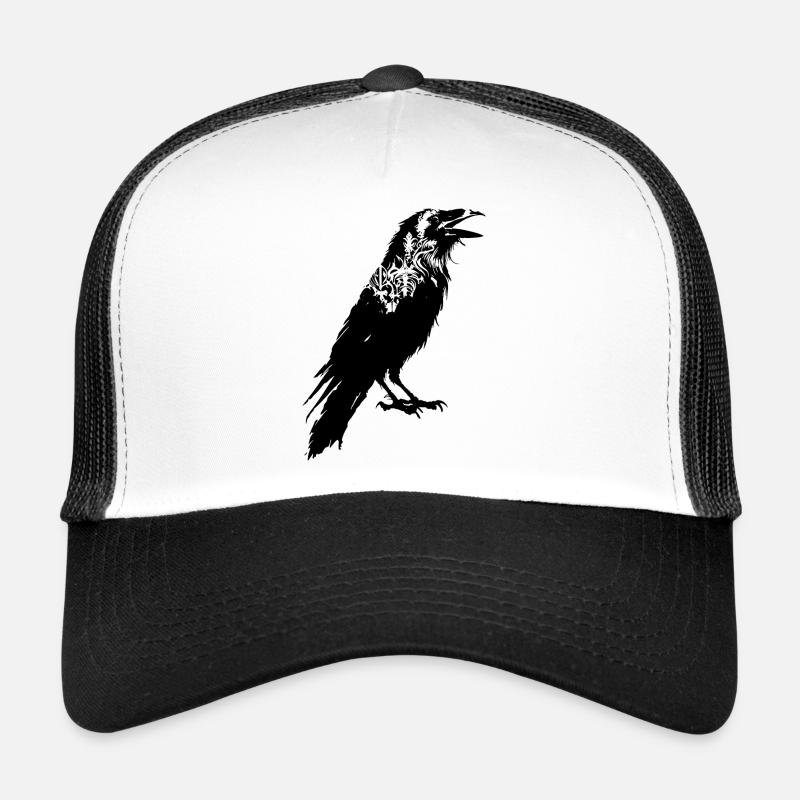 Krähe Vogel Tier - Trucker Cap - Weiß/Schwarz
