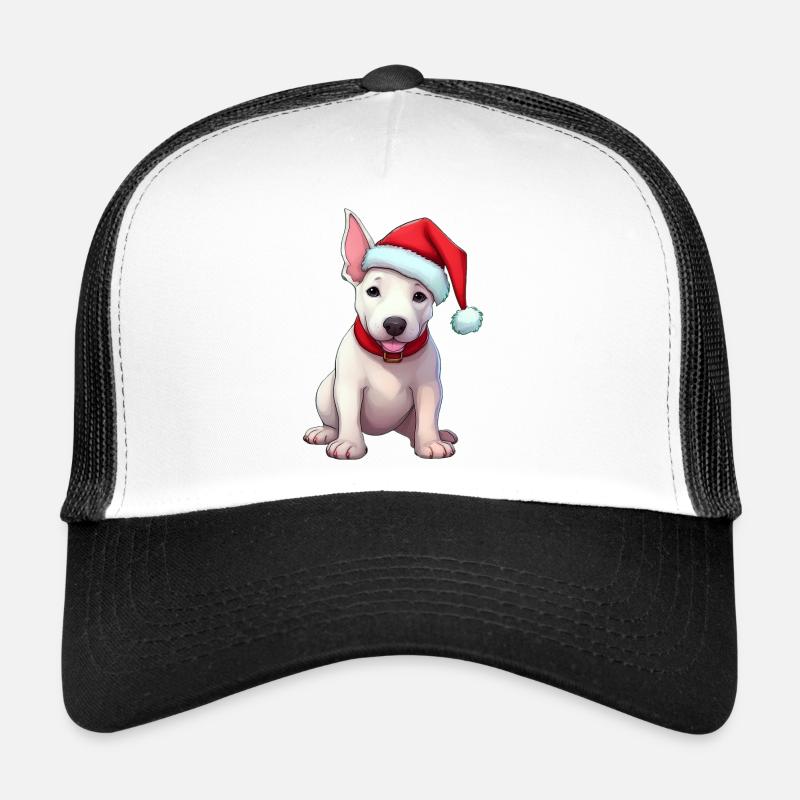 Bull Terrier with Santa Hat Trucker Cap