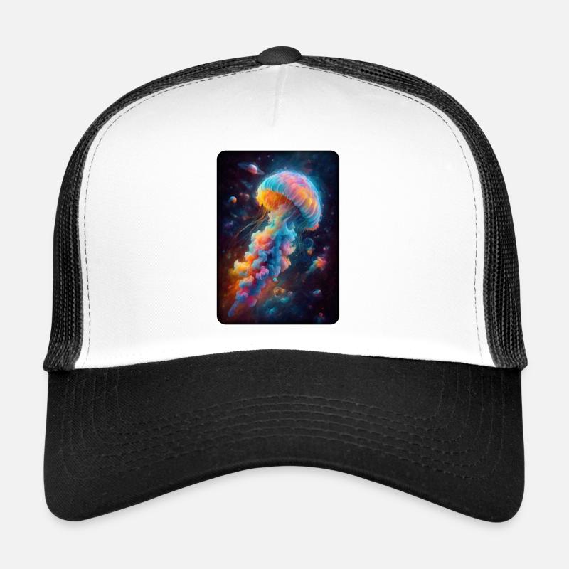 Kosmische Qualle Kunstwerk - Trucker Cap - Weiß/Schwarz