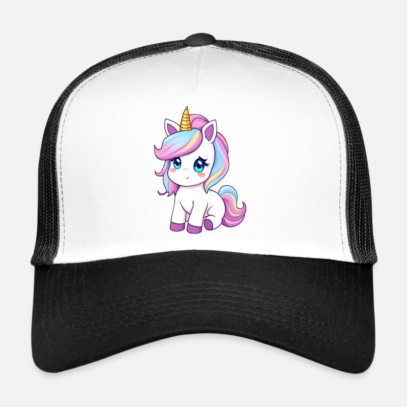Licorne de dessin animé mignonne avec éclat magique Casquette trucker 
