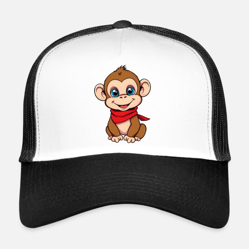 Cute Monkey Red Bandana Trucker Cap