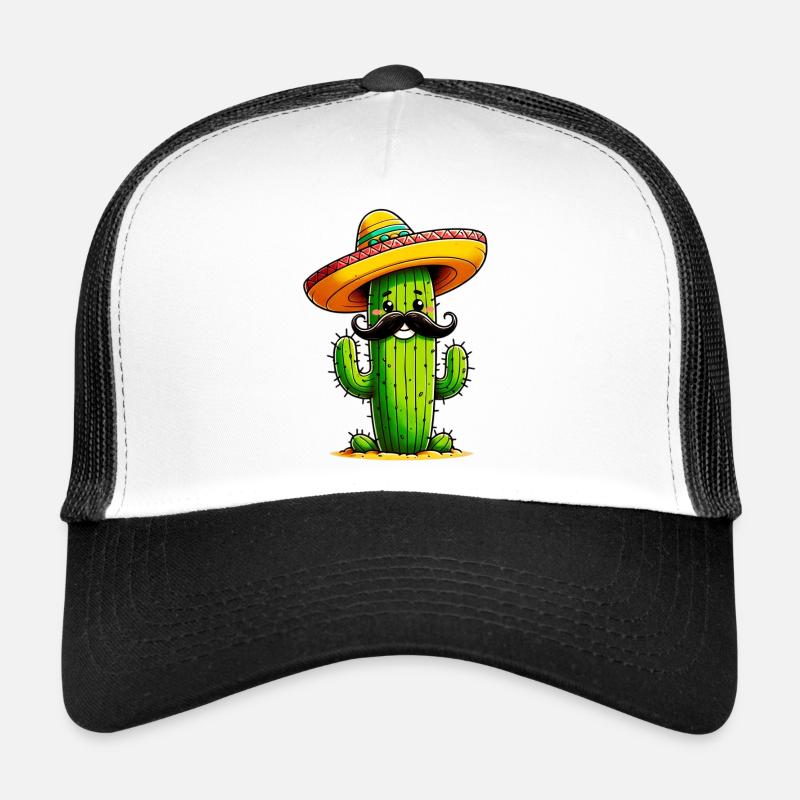 Kaktus - Trucker Cap - Weiß/Schwarz