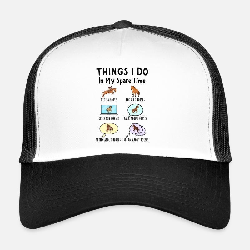 Was ich in meiner Freizeit mache: Alles über Pferd - Trucker Cap - Weiß/Schwarz