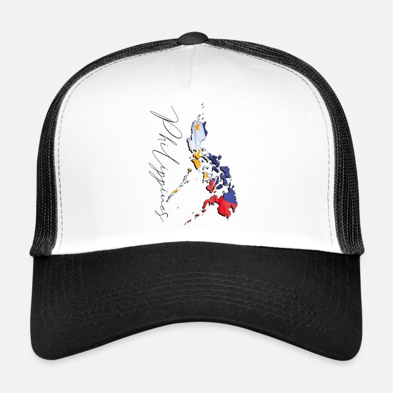 Drapeau des Philippines sur la carte des Philippines EN Casquette trucker 
