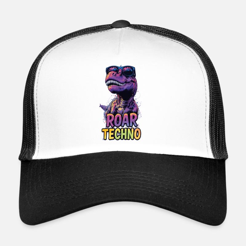 T-Rex - Roar TECHNO - Casquette trucker  - blanc/noir