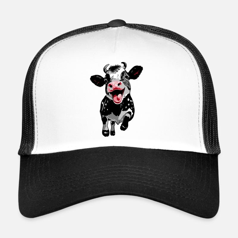 Springendes Kälbchen - Lustige Kuh Kalb - Trucker Cap - Weiß/Schwarz