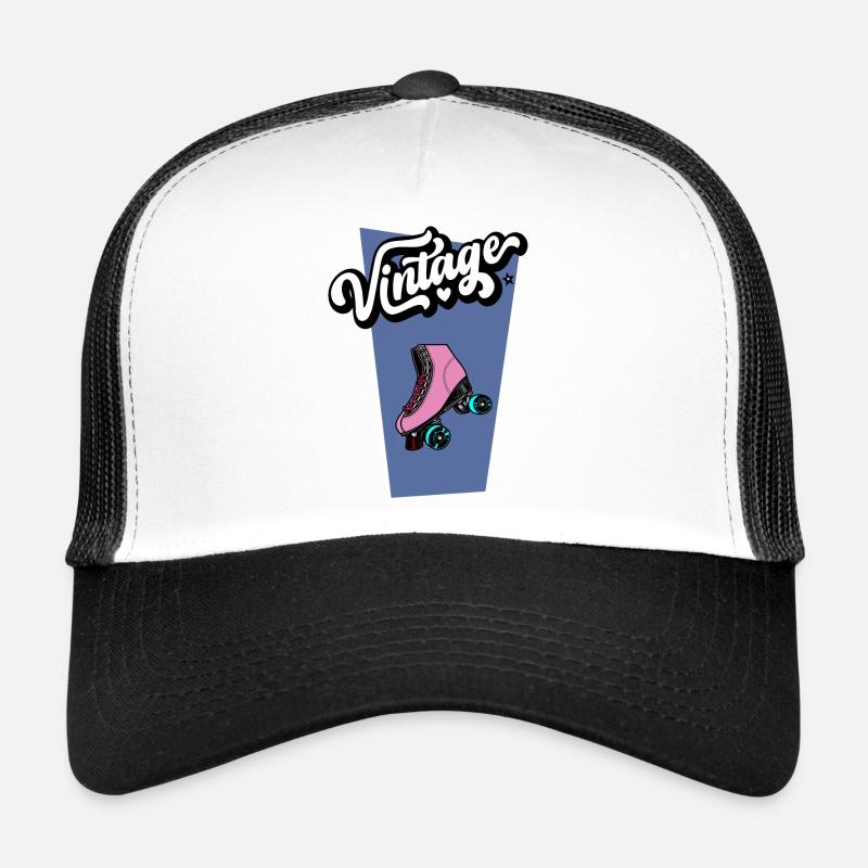 Vintage Rollschuh - Trucker Cap - Weiß/Schwarz