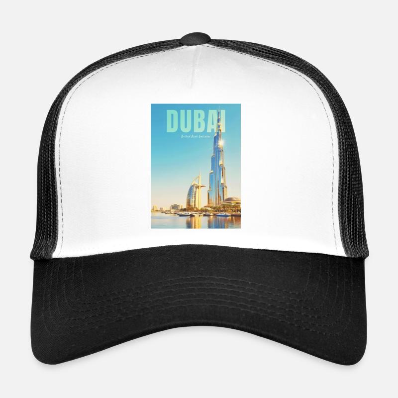 Dubai Skyline – Wüstenmetropole - Trucker Cap - Weiß/Schwarz