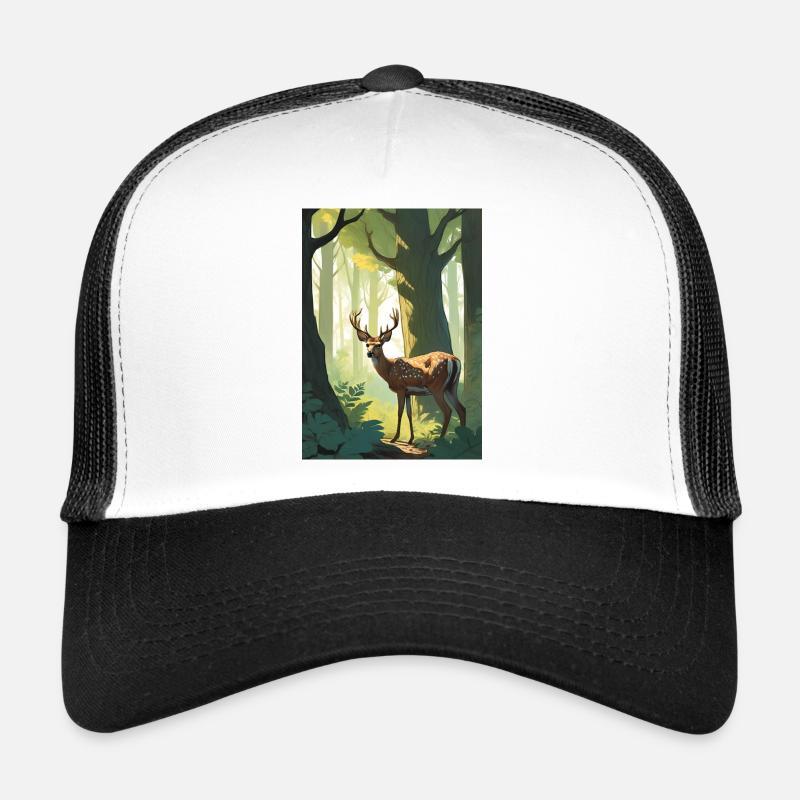 Cerf dans la forêt verdoyante Casquette trucker 