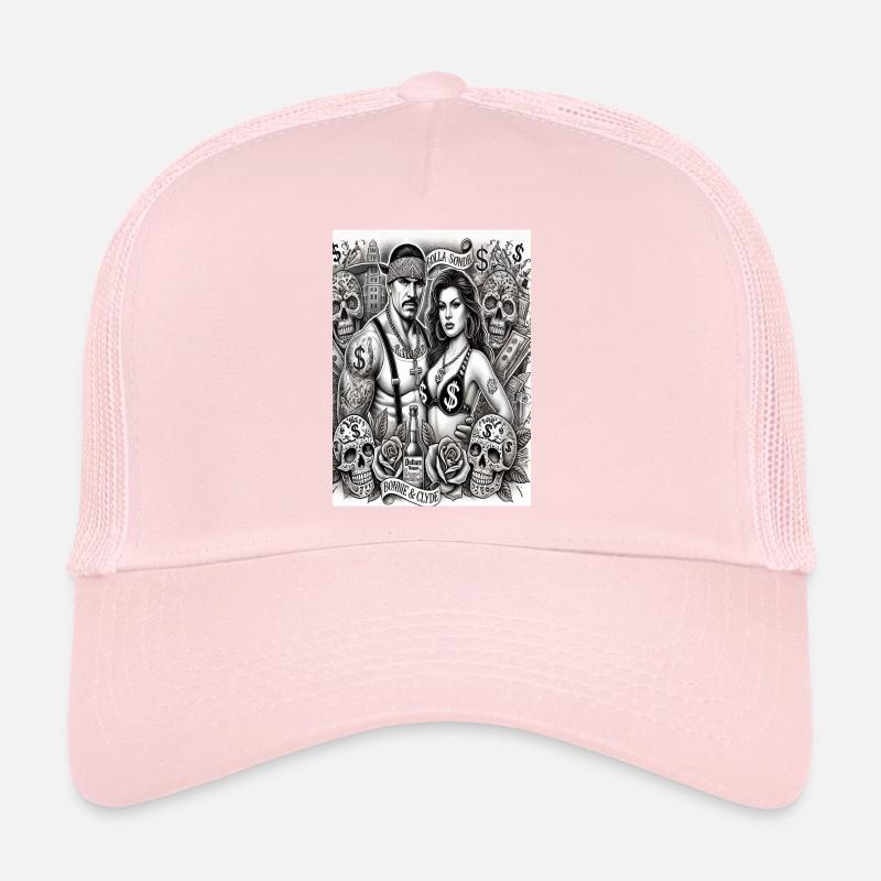 Bonnie et Clyde Style Chicano Casquette trucker 