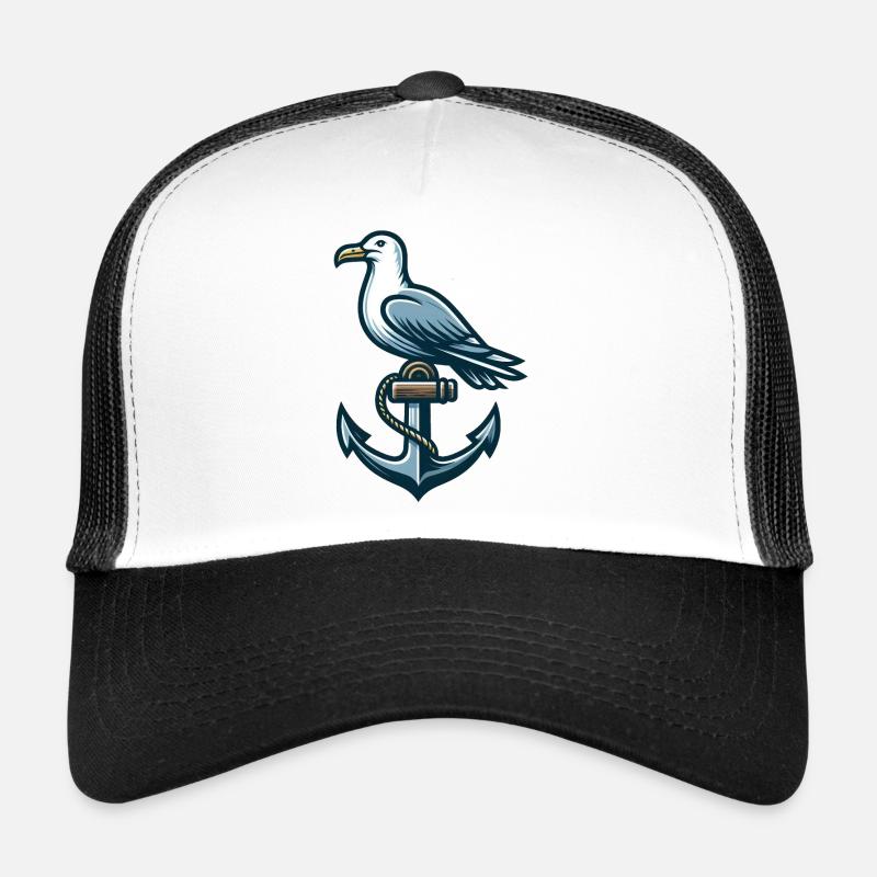 Anker mit Möwe - Trucker Cap - Weiß/Schwarz