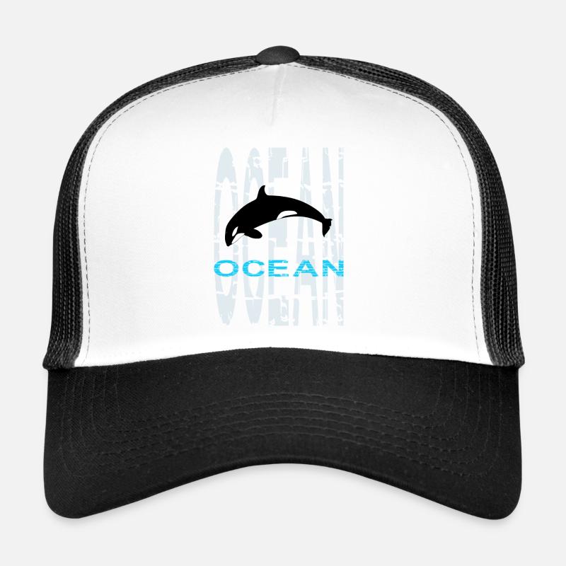 Wal - Ozean - Trucker Cap - Weiß/Schwarz
