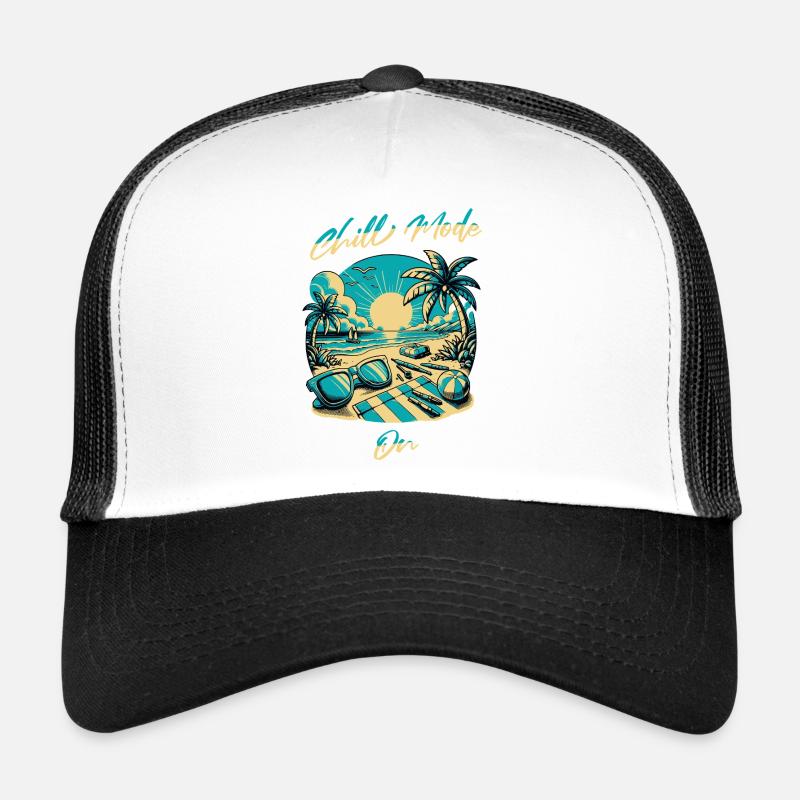 Strandsonne Chill Mode Design - Trucker Cap - Weiß/Schwarz