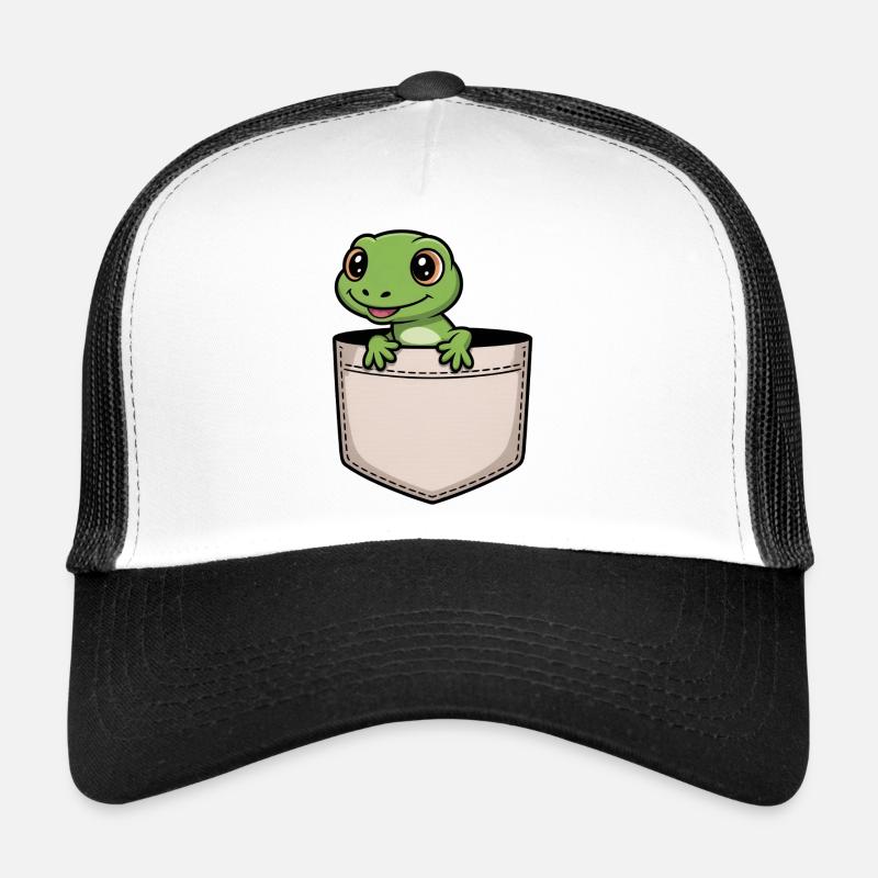 Funny Lizard in Pocket - Cute Reptile Product Gift - Trucker Cap - white/black