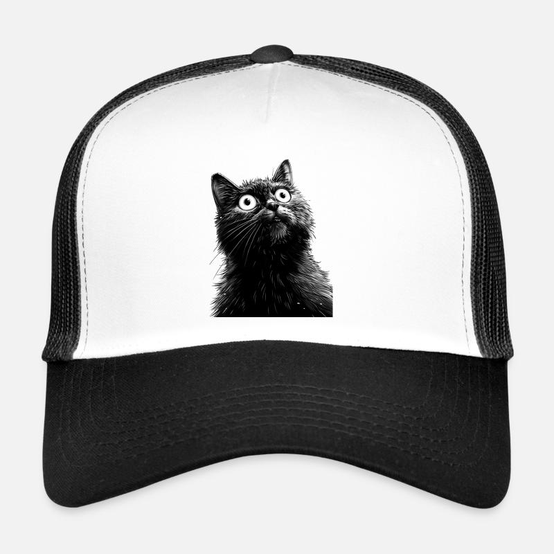 Schwarze Katze Henry - Trucker Cap - Weiß/Schwarz