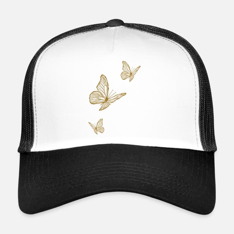 Papillons en filigrane or d’été - Casquette trucker  - blanc/noir
