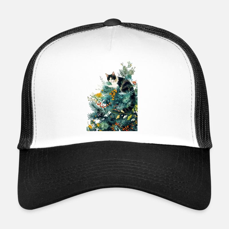 Cat on the Christmas tree Trucker Cap