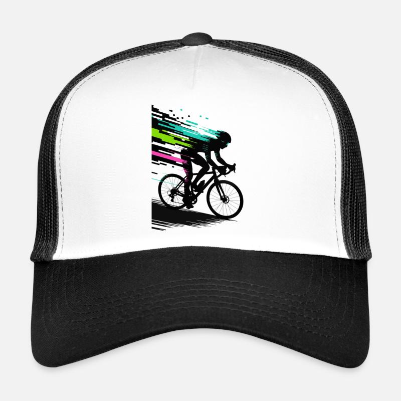 Glitch Pixel Cyclist – Digital Speed Art Trucker Cap