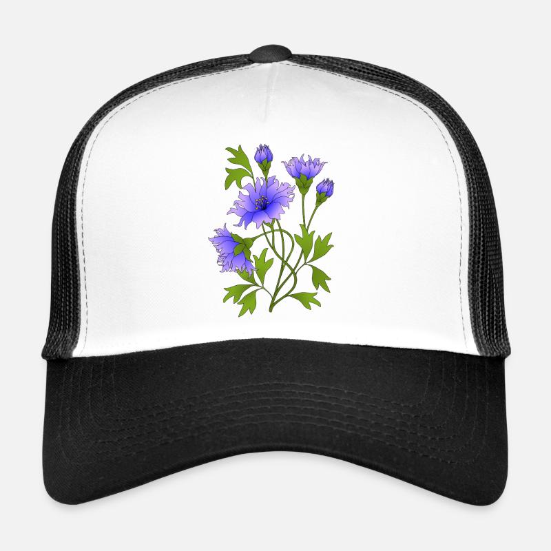 Blumen - Trucker Cap - Weiß/Schwarz