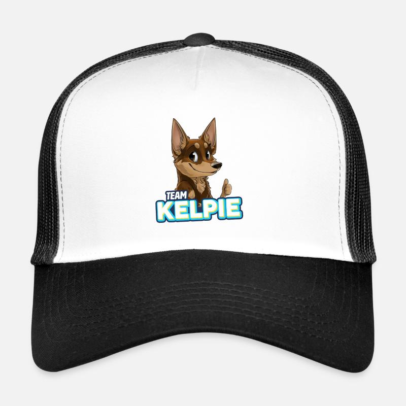 TEAM Kelpie - Chocolat et Tan - Casquette trucker - blanc/noir