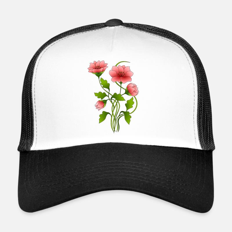 Blumen - Trucker Cap - Weiß/Schwarz