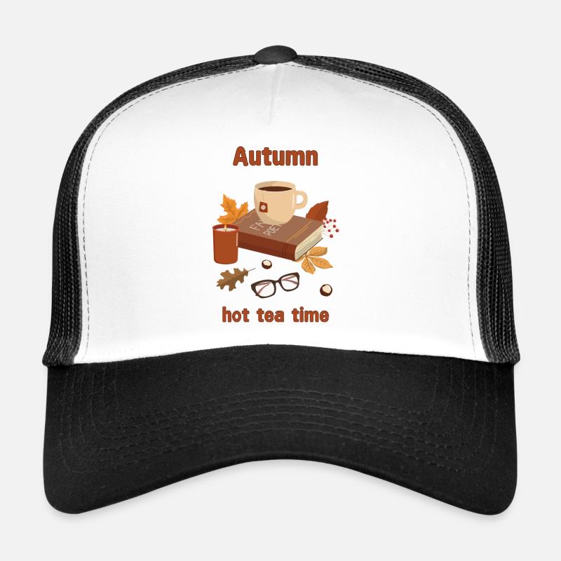 Herbst Heißer Tee Zeit Illustration - Trucker Cap - Weiß/Schwarz