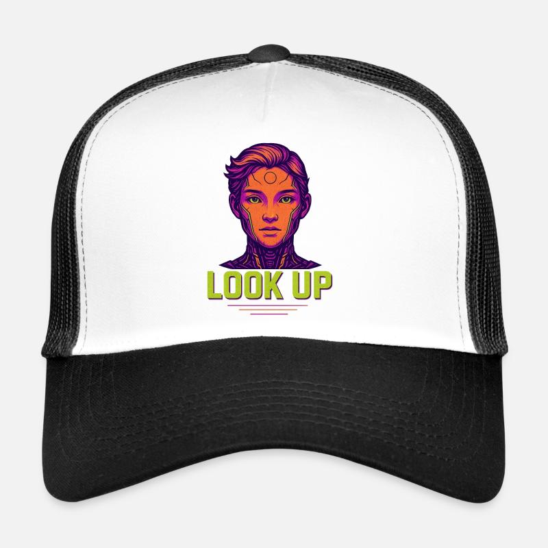 Futuristic Cyber Queen Illustration - Trucker Cap - white/black