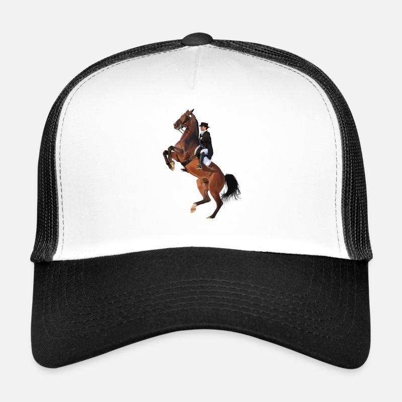 Eleganter Reiter auf Springendem Pferd Trucker Cap