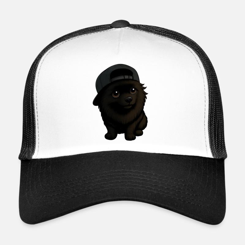 Funny Spitz Dog with Cap and Expression Trucker Cap
